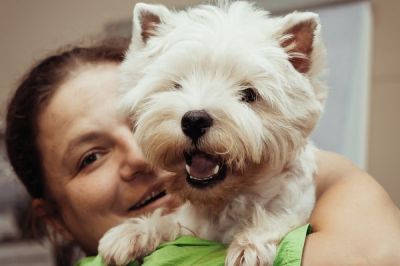 Frauchen mit West Highland White Terrier